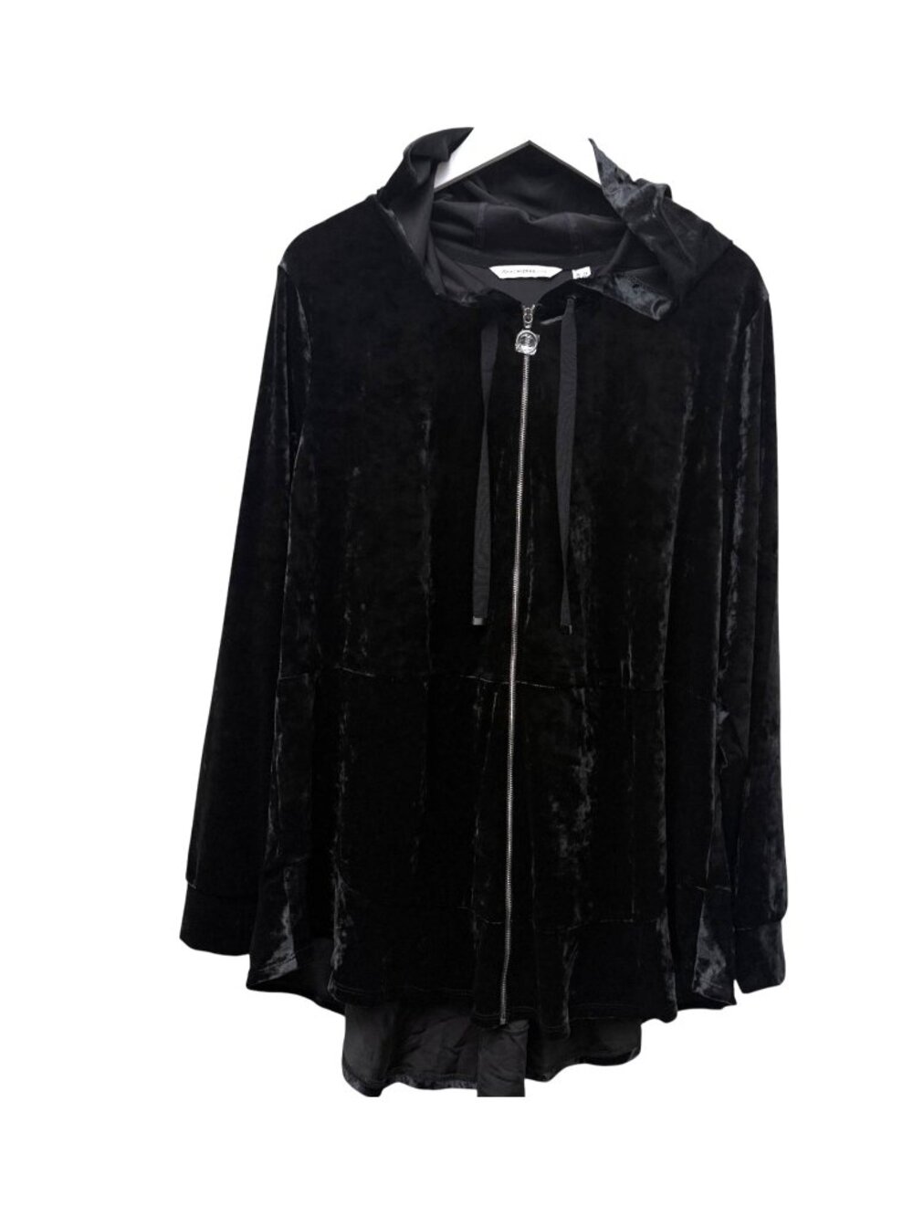 Isaac Mizrahi Live Black Velvet Zip Hoodie Womens Plus Size 2X Jacket NWOT